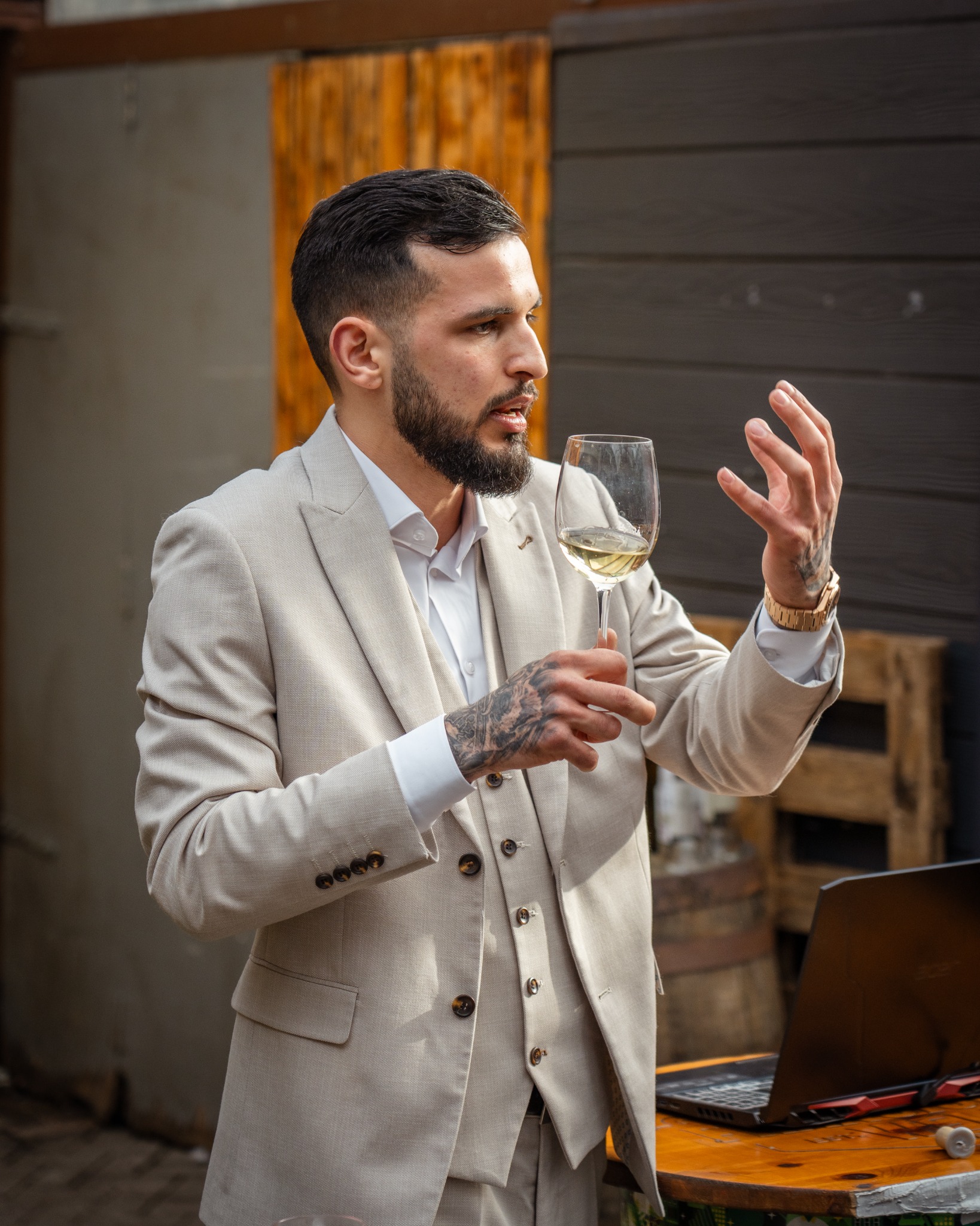 Sergio sharing wine knowledge during a guided tasting